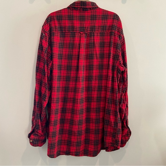 CHAPS Brushed Flannel Plaid Button Down Shirt Red & Black XL Tall - Picture 2 of 5